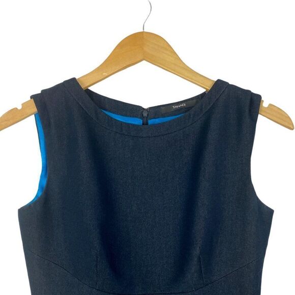 Tahari women's Navy Blue Lined Sleeveless Peplum Sheath Dress US 2 - Picture 4 of 9